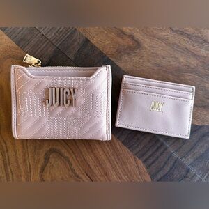 Juicy Couture Pale Pink Quilted Card Case and Cardholder Set